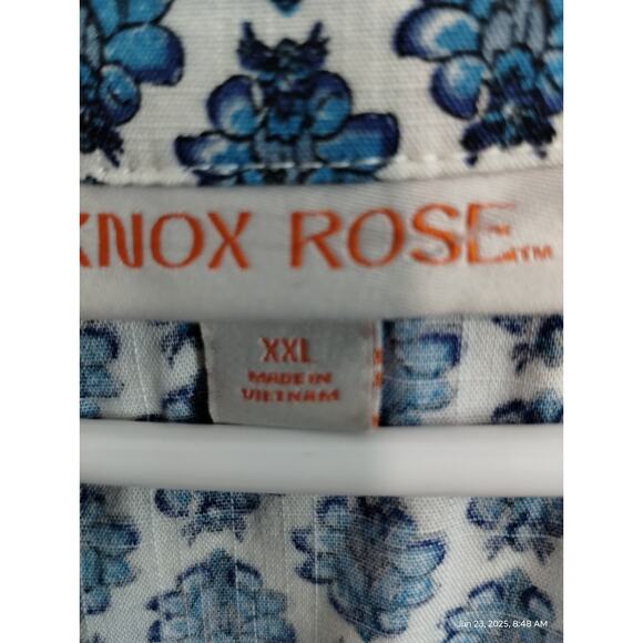 Knox Rose Women's size XXL Bohemian Floral Tassel Peasant Puff MuMu Loose Dress - Picture 9 of 12